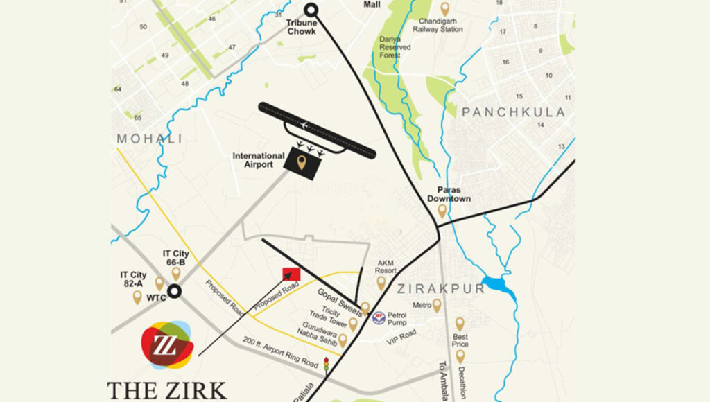 The Zirk location map
